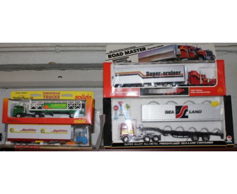 A MC Toy Road Master tractor trailer, mint and boxed, together with three other tractor / trailer models of various makers, a