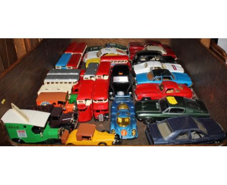 Thirty Corgi cars and Lledo busses