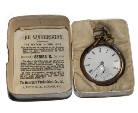 A Waterbury silver watch, short wind, series K