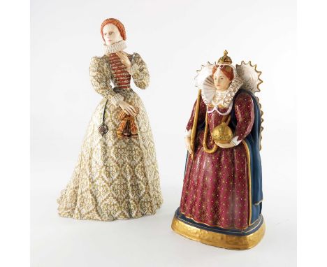 Ronald van Ruyckevelt for Royal Worcester, a figure of Elizabeth I, circa 1974, together with a smaller example Queen Elizabe