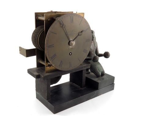 James McCabe, Royal Exchange, London, 19th century clock movement and dial, the 6 inch brass dial with black enamelled Roman 