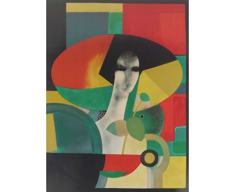 Andre Minaux (French, 1923-1986), Portrait de Femme, colour lithograph, signed and numbered artist's proof 16 of 40, 82cm x 6