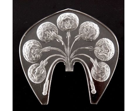 Rene Lalique, a Pissenlit glass lamp stopper, model 2551, designed circa 1914, incuse frosted, incised mark R Lalique France,