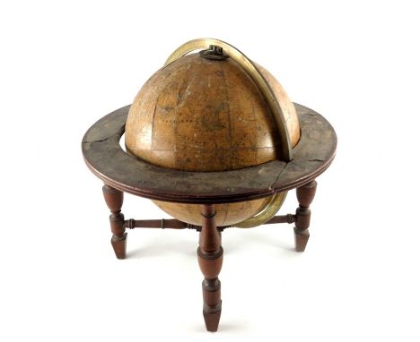 A George III celestial twelve inch globe, by William Bardin, 1800, on mahogany desk stand with brass fitting and ball bearing