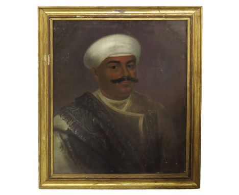 Anglo Indian School (19th century), Portrait of a Maharaja, possibly by Benjamin Hudson, half-length, dressed in paisley shaw