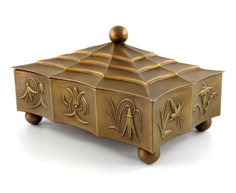 Dagobert Peche, an Art Deco gilt metal box, circa 1920s, rectangular section, fluted and embossed to the sides with stylised 