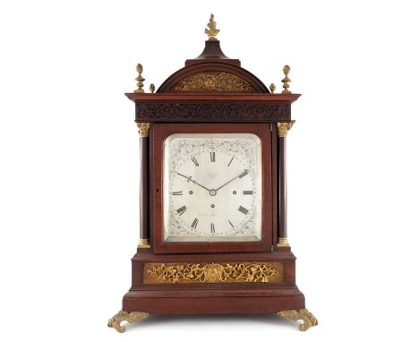 A Victorian walnut and ormolu mounted quarter striking bracket clock, Payne and Co., London circa 1880, the eight inch silver