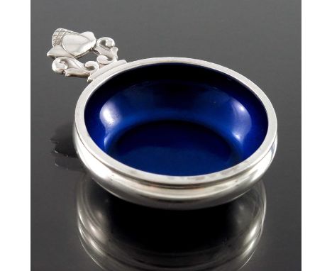 Johan Rohde for Georg Jensen, a Danish Secessionist silver and enamelled Konge or Acorn salt cellar, model 62, designed circa