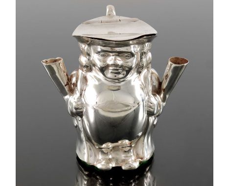 A George V novelty silver cigar table lighter, Birmingham 1911, modelled as a Toby jug with handle, weighted, 7cm high