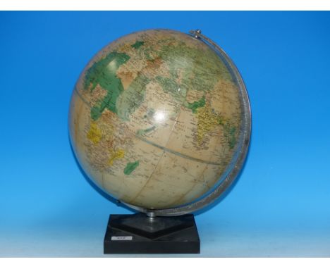 A terrestrial globe, circa 1950; a bagatelle; a quoits game and clock golf