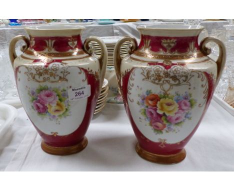 A pair of Noritake ovoid hand painted vases; etc.