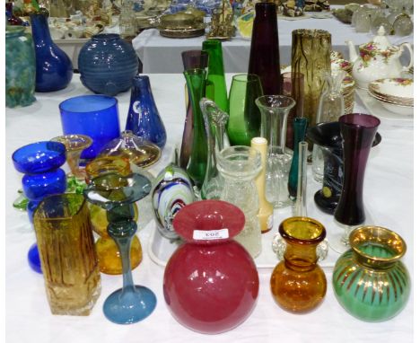 A selection of 1960's Murano and other coloured glassware