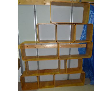 A 1970's bent plywood 11 cellular section room divider (with connecting screws)
