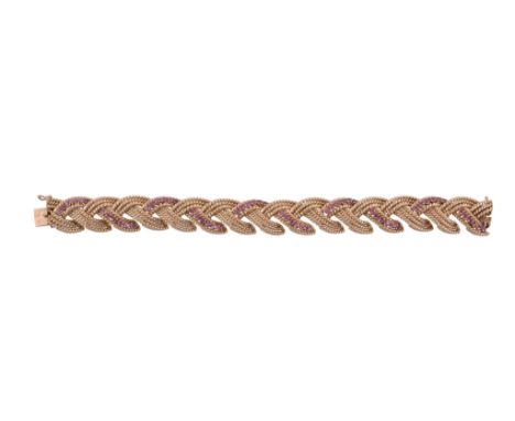 A 1960's ruby ruby bracelet, circa 1965, composed of ropetwist plaited links  A 1960's ruby ruby bracelet,   circa 1965, comp