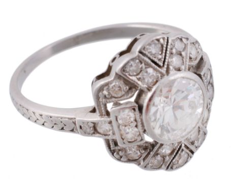A Belle Epoque diamond panel ring, circa 1910  A Belle Epoque diamond panel ring,   circa 1910, the hexagonal pierced panel w