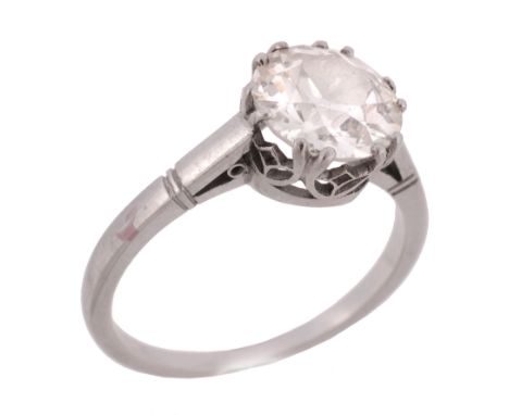 A diamond single stone ring, the old brilliant cut diamond, weighing 1  A diamond single stone ring,   the old brilliant cut 