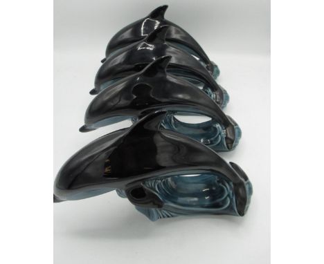 Poole Pottery large dolphin figurines (4) 