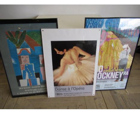 David Hockney 'A Bigger Picture' RA Exhibition Poster &amp; 'The Stage' Hayward Gallery Exhib. poster, both framed 75cm x 50c