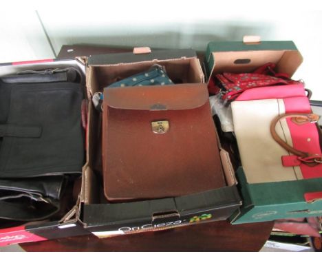 Vintage leather attaché cases, satchels, ladies shoulder bags etc (3 boxes) 