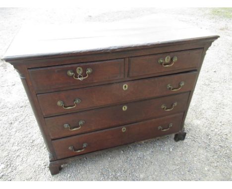 Geo.III mahogany chest with two short above three long drawers, on shaped bracket feet W105cm D50cm H85cm (AF) 