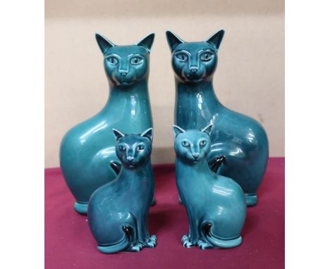 Poole Pottery cat figurines, two large and two small (4) 