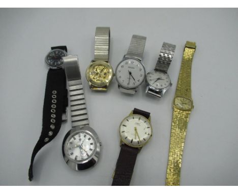 Timex military hand wound wrist watch with date with stainless steel case on nylon strap, Accurist wrist watch, gold plated e