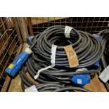 3x 20 meter 32 Amp single phase extension leads