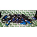 5x 32 Amp single phase extension leads - 5 meters