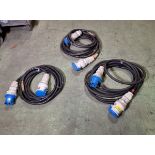 3x 63 Amp mains cables - approx. 10 metres