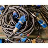 5x 10 meter 32 Amp single phase extension leads