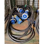5x 10 meter 32 Amp single phase extension leads