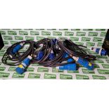 5x 32 Amp single phase extension leads - 5 meters