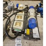 32 Amp distribution unit to 6x 13 Amp power sockets, 32 Amp 4 plug 1.5 meters extension