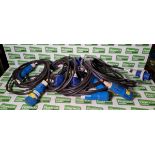 6x 32 Amp single phase extension leads - 5 meters