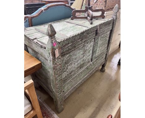 A painted Indonesian painted hardwood trunk, width 120cm, depth 60cm, height 118cm