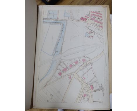 A folio of 13 Ordnance Survey maps of Lewes, East Sussex 1-500 scale, surveyed in 1874 by Lieut. R.E. Hill