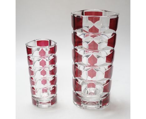 Two French studio ruby flashed glass vases, largest 24cm high