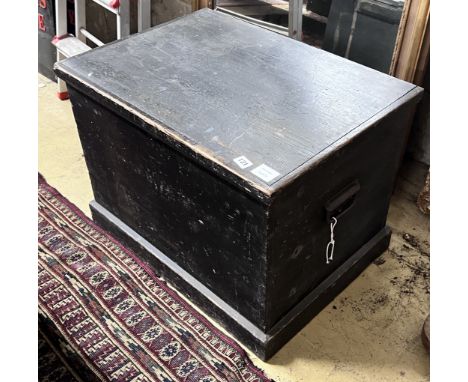 A Victorian pine carpenter's trunk, width 65cm, depth 46cm, height 48cm