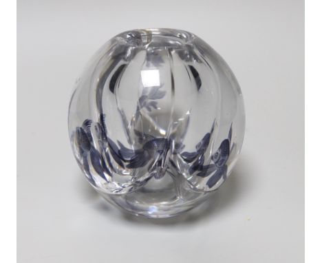 An Orrefors glass Grall fish vase by Edward Hald, signed to the base, 12cm high