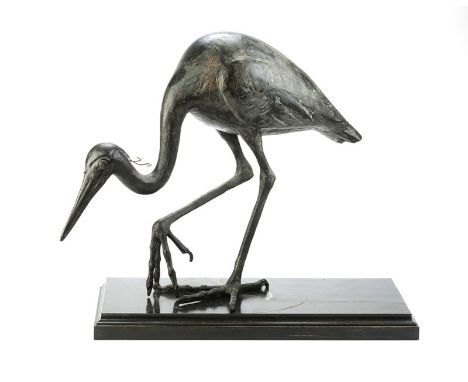 Kurt Ingendahl (1918-1982), Héron cendré, bronze à patine foncée, monogrammé, daté (19)70 et numéroté 2/6, cachet Fond. Pasto