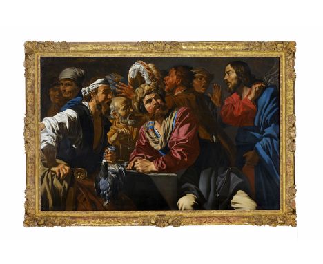 Matthias Stom, ou Stomer (ca 1600 circa - ca 1652), Le Christ chassant les marchands du Temple, huile sur toile, 110x171 cmPr