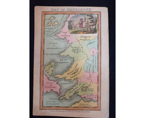 'MAP OF MATRIMONY'a scarce hand coloured card, published by R. Miller, London, c. 1800, 12.5cm x 8cm