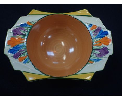 A CLARICE CLIFF BIZARRE 'CROCUS' BOWLwith angular flanged sides