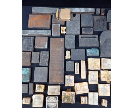 A COLLECTION OF SMALL PRINTING BLOCKS FROM A SALISBURY PRINTERmany designs in engraved wood and copper, including mastheads f