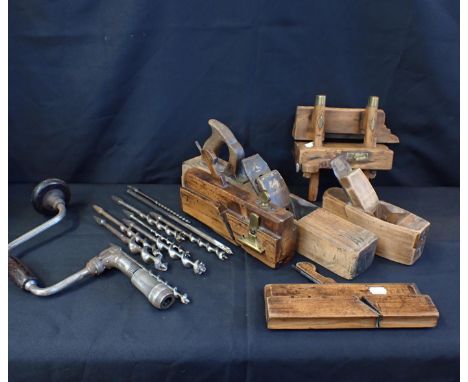 AN ANTIQUE REBATE PLANE, STAMPED 'W. GREENSLADE, BRISTOL''Exhibition Rebate, London and Dublin', with a plough plane, other a