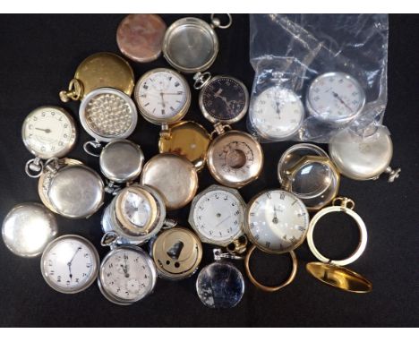 A SMITHS NICKEL-PLATED STOPWATCHtin nickel-plated stopwatch, various pocket watch cases and movements (a lot)