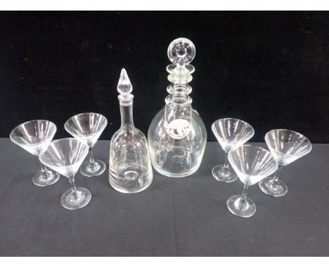 A LARGE REGENCY STYLE DECANTER WITH HUGH JOHNSON COLLECTION 'VODKA' LABELshaped as a bear, with six cocktail glasses, and a '