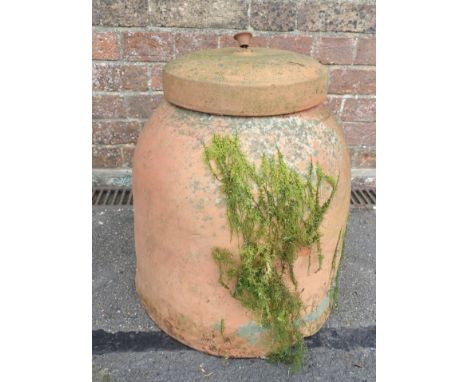 A RHUBARB OR KALE FORCER, WITH LID45cm high (weathered, base cracked, replacement improvised handle)