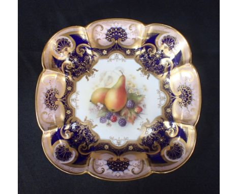ROYAL WORCESTER PLATE, R SEBRIGHTpainted fruit with rich gilding, early 20th century