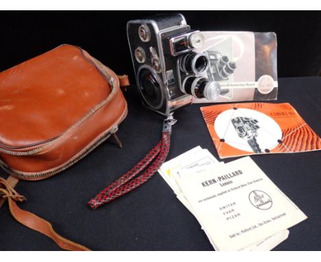 A VINTAGE BOLEX PAILLARD B-8L CINE CAMERAwith YVAR 11:1.9 1=113mm lens, in case with instructions (not tested)